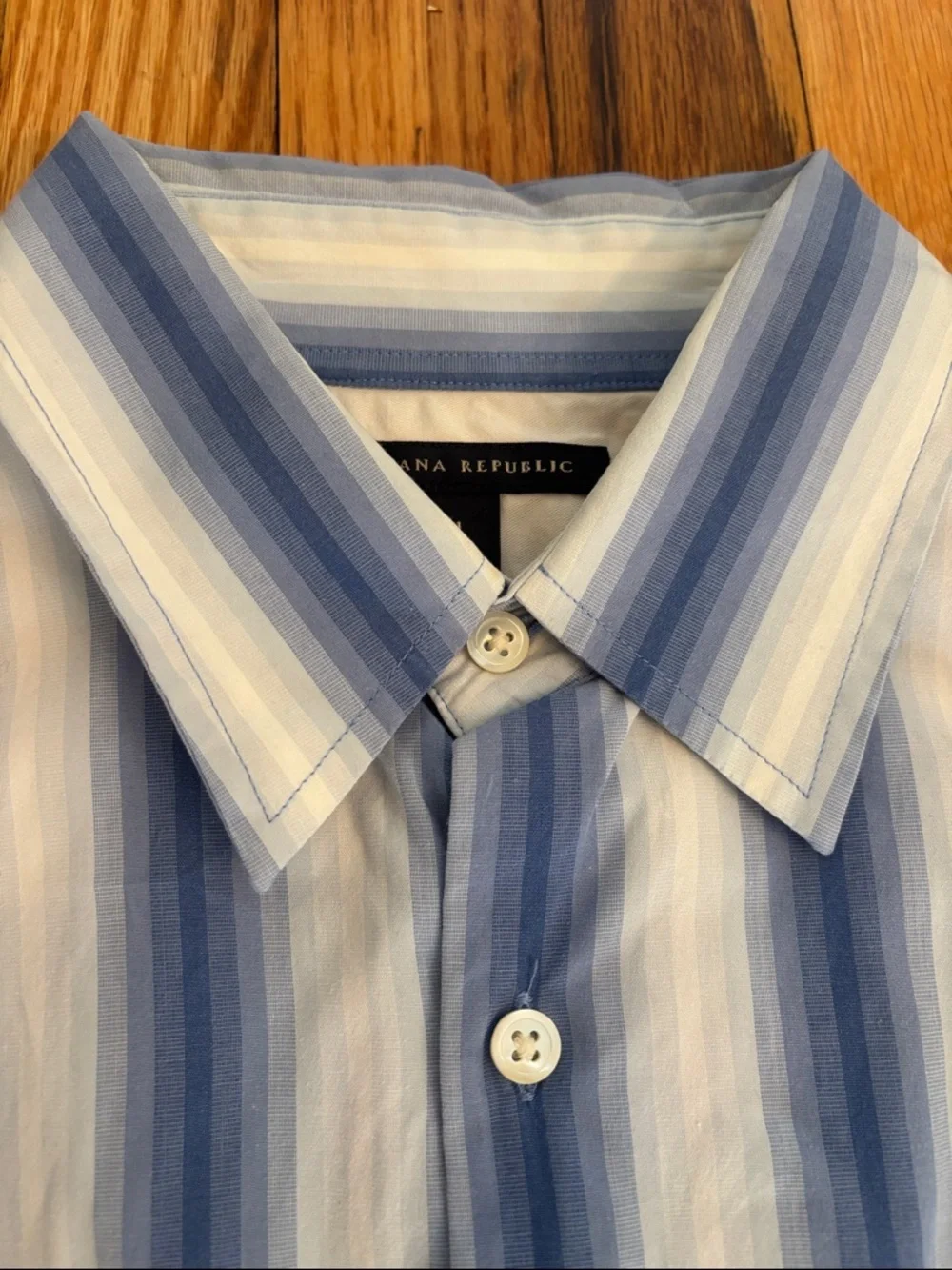 Banana Republic Blue & White Vertical Stripe Button-Down Shirt